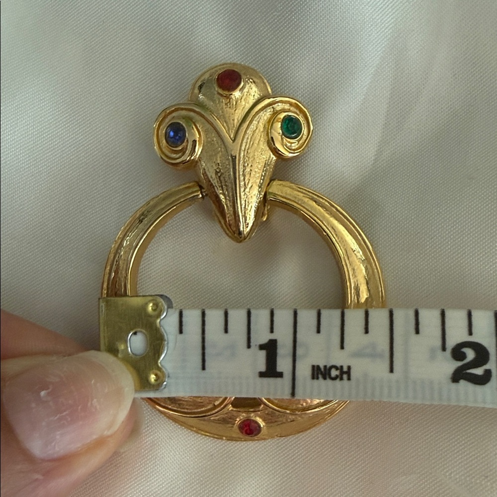 Vintage 1980s Door Knocker Clip- On Earrings Gold Tone with Multi-Color Stones - Picture 8 of 8